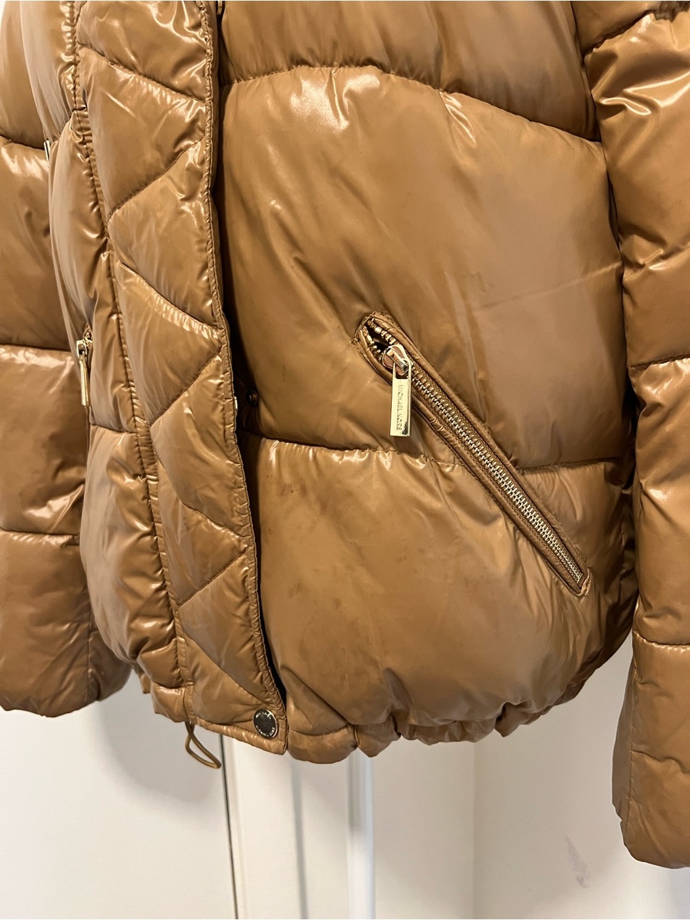 MICHAEL Michael Kors Camel Hooded Puffer Jacket Size S - Picture 2 of 9